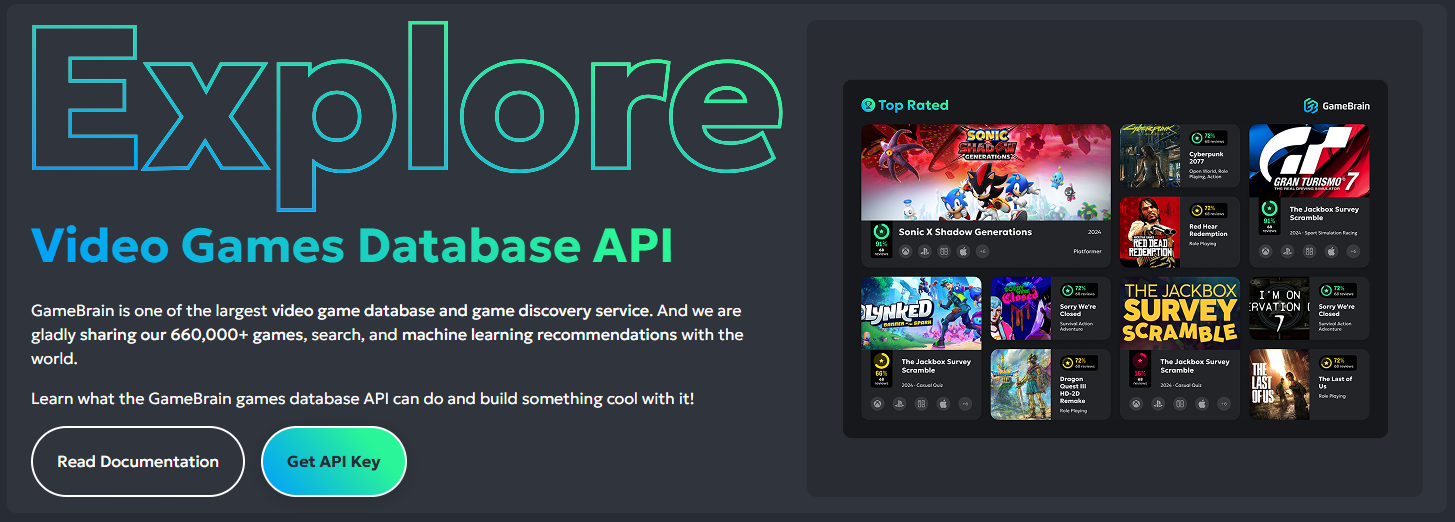 GameBrain Games API Page