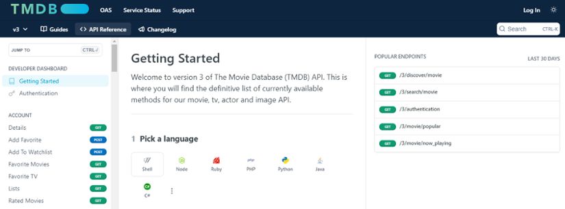 The Movie Database API Page